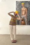BASERANGE Loose-fitting sports casual pants Made in Portugal BAS-FSP-CH-WI22-MIHUI Beige-grey Cotton and linen FSP